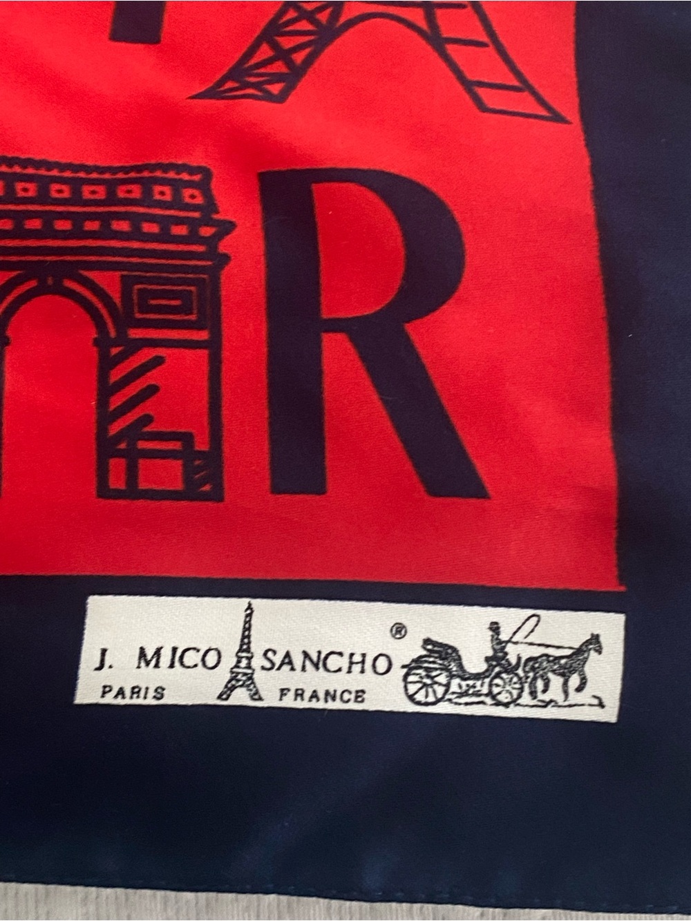 Collectible Scarf Signed "J. MICO SANCHO PARIS" Polyester Paris
